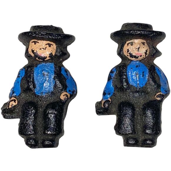 Vintage John Wright Cast Iron Amish 2 Boys on Bench 1997 Hand Painted Figurines - Picture 5 of 11